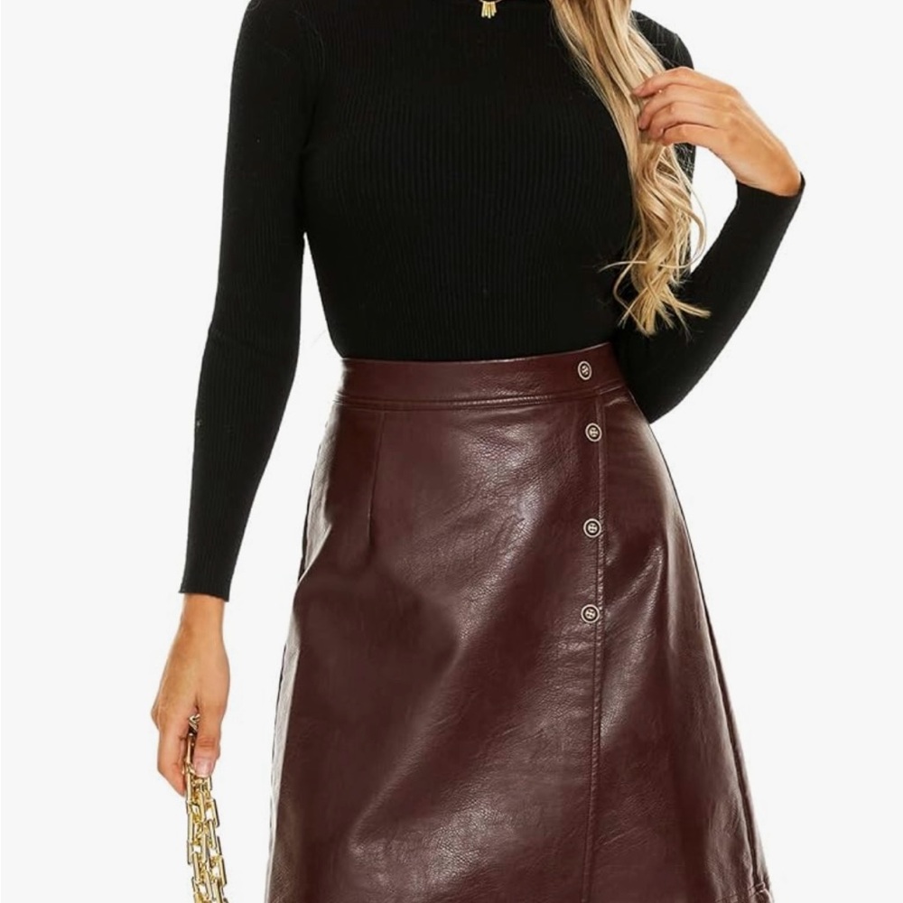 Red Midi A-Line Skirt for Cocktail